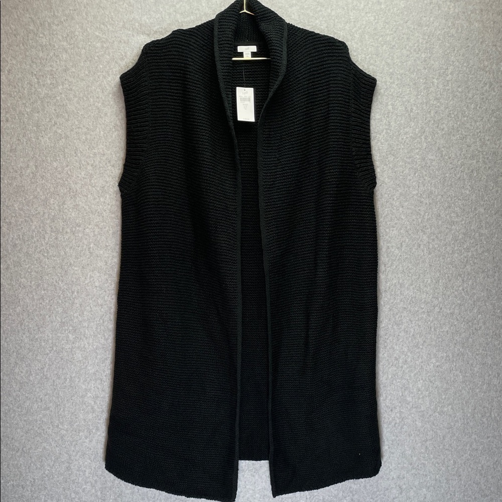 J.Jill Long Line Lagenlook Open Front Heavy Knit Cardigan Cotton Blend NWT